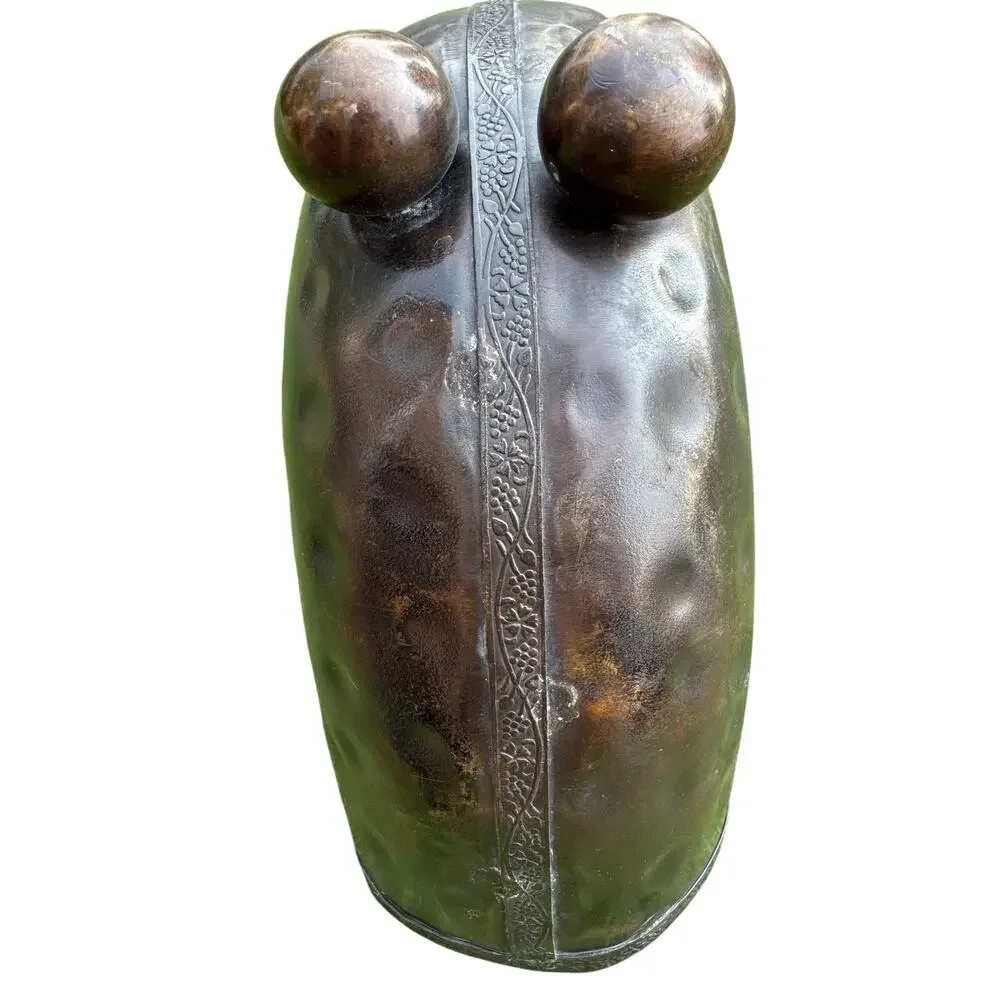 Vintage Copper Cornucopia Centerpiece Vase Grapevine Embossed Horn of Plenty